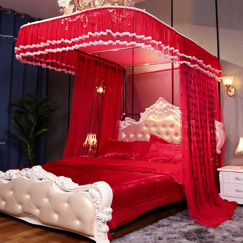 u shaped rail guide rail mosquito net three doors open 1 8m2 bed 1 5 m home encryption thickened princess wind 2 0x2 2-Taobao