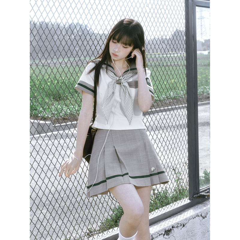 Geng Dou Story: Daisy and Spring*Twins* Summer Academy Style Sailor Suit Waist-Cinching Jk Uniform School Supply Pleated Skirt