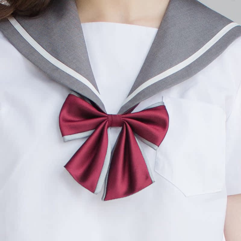 【梗豆物语】kyoukoJK制服领结  学生领结 赤色绀色+银色包边