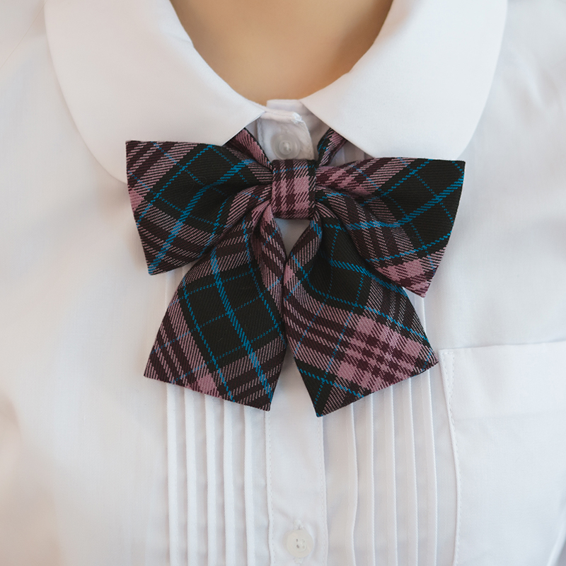 【梗豆物语】JK制服 格裙同柄 铃兰紫格领结  手作领结