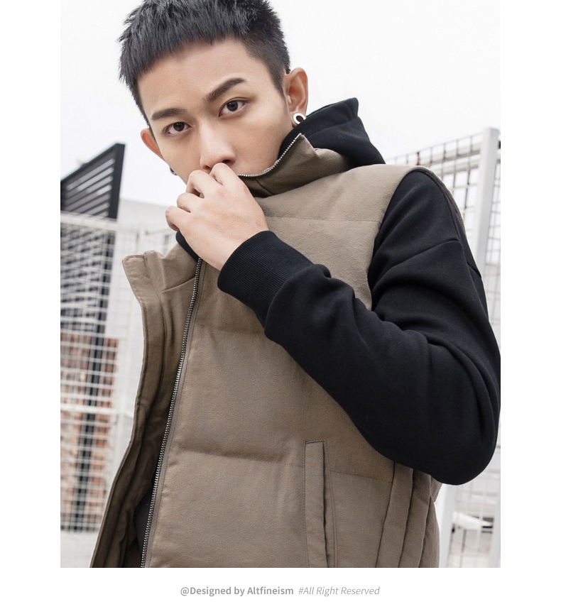 Alt Hàn Quốc phiên bản của cặp vợ chồng xuống cotton vest nam mùa thu và mùa đông tự trồng đứng cổ áo đẹp trai xu hướng vest vest nam áo khoác áo gile phao nam đẹp