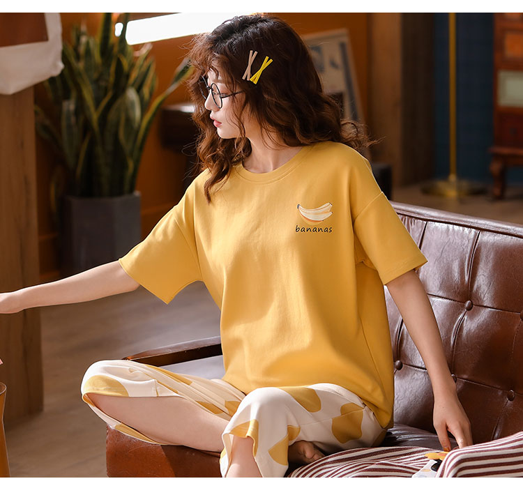 Đồ ngủ tay ngắn mùa hè bảy quần phục vụ nhà phù hợp 2021 mới cotton mô hình mỏng hai mảnh mùa xuân hè áo ngủ 2 dây