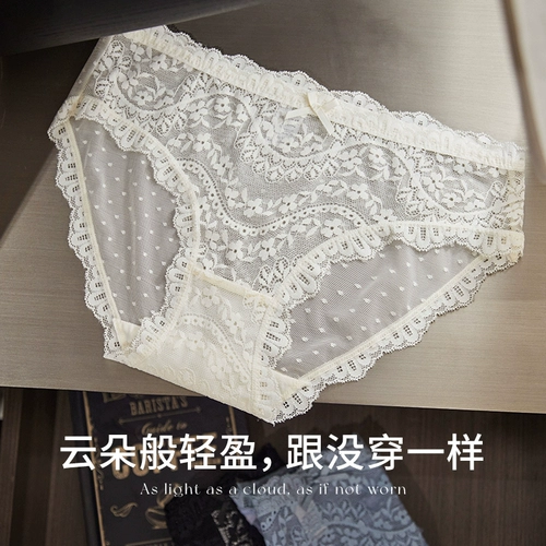 Нижнее белье, кружевные хлопковые штаны, летние тонкие трусы, средняя посадка