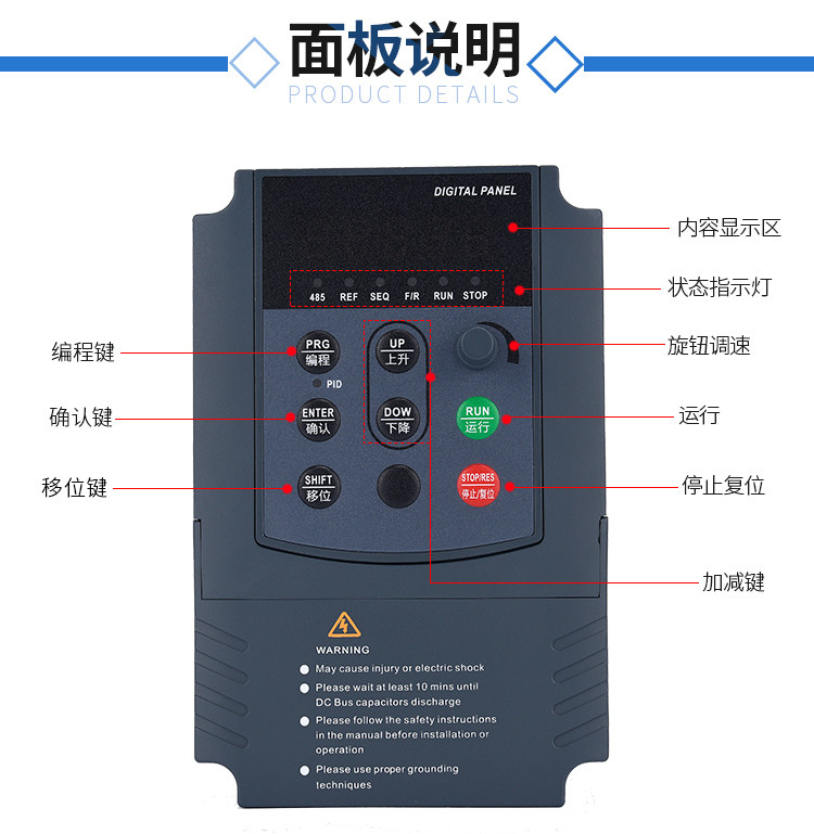 Frequency converter 1 5KW380V three phase 0 75KW2 2KW4KW7 5kw motor speed regulation single phase 220v