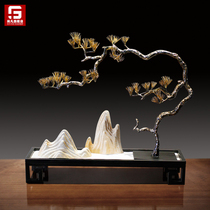 New Chinese style home living room Zen decoration Entrance Wrought iron welcome pine decoration Ceramic landscape handicraft decoration