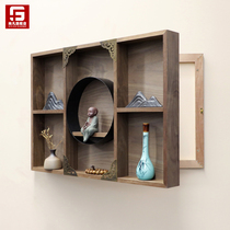 New Chinese meter box occlusion wall-mounted living room wall switch box decoration Zen shelf Light luxury wall pendant