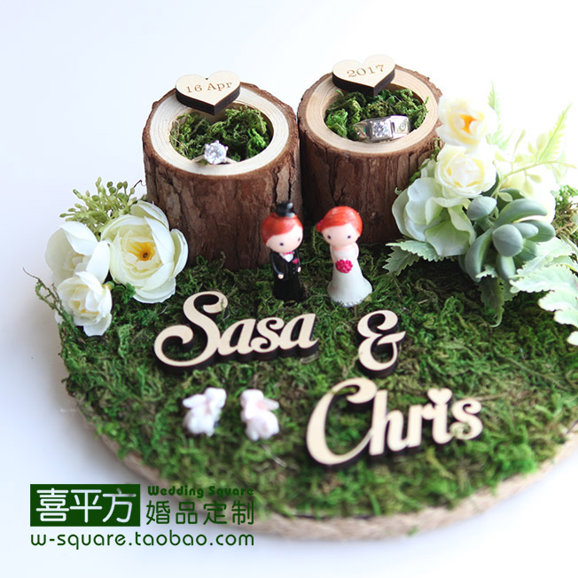 (Happiness squared) Wedding of the Forest Custom Korean-style Wedding Ring Pillow Photo Gallery Shooting props Seven New Year's gifts