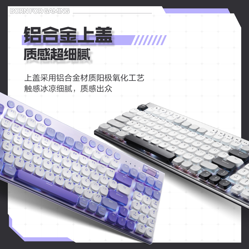 Thunderobot K96 Three-Mode Low-Profile Red Switch Mechanical Keyboard Pbt Ergonomic Keycaps Office Gaming Keyboard