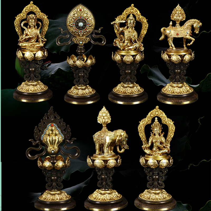 Huibao pure Copper Tantric ornaments eight-inch wheel king seven Zhengbao Tibetan secret Buddha with seven treasures and eight treasures Patented legal instruments