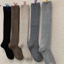 Autumn and winter new street internet celebrity trendy calf socks thickened and warm twist threaded wool over-the-knee socks for women