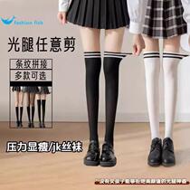 Stitched stockings for women thin sexy fake over-the-knee mid-calf black stockings college style slim calf leggings jk pantyhose