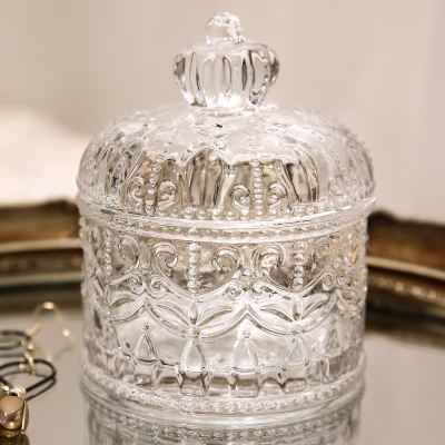 American-style glass storage jars for jewelry, cotton swab boxes, decorative jars, ornaments, snacks, dried fruits, and candy cups