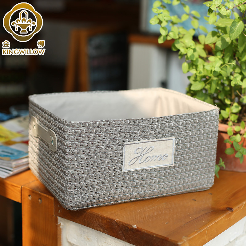 Gold willow containing box desktop small storage box containing box finishing basket cloth art snacks storage basket containing basket vines-Taobao