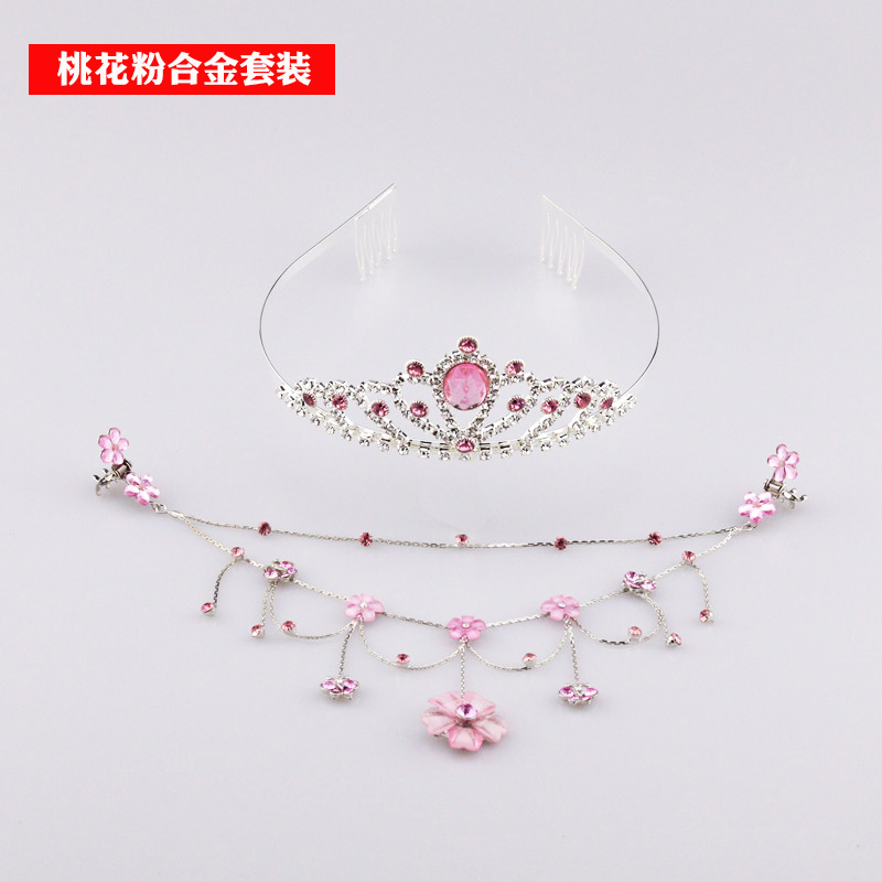 Trẻ em mũ cô gái tua công chúa chuỗi pha lê nhỏ vương miện cô gái lông mày rơi chuỗi trán phụ kiện tóc cổ dây buộc tóc hoa cúc