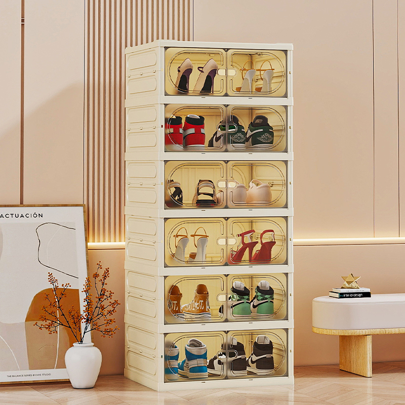 Shoe Box Storage Box, Transparent, No-Installation Shoe Cabinet, All-In-One Home Entryway Storage Solution, Foldable Shoe Rack for Storing Shoes