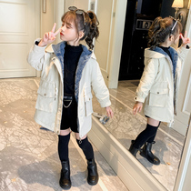 Girls cotton-padded jacket winter 2021 new foreign-style children plus velvet padded padded jacket