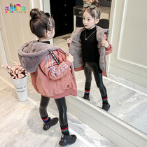 Girls coat winter clothes 2020 new foreign style girls autumn and winter Parker clothes plus velvet coat childrens padded padded clothes
