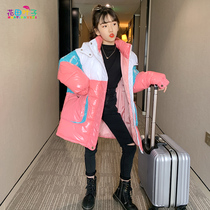 Girls cotton-padded clothes 2020 New Winter Childrens coat autumn and winter thickened bright face big childrens down padded jacket