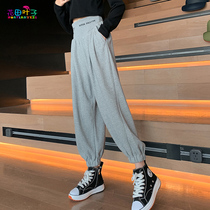Girls pants Spring and Autumn outside wear 2021 New Style Autumn dress big childrens pants autumn winter plus velvet sports trousers