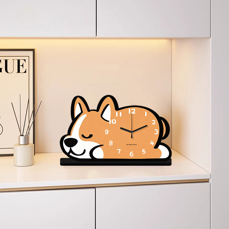 Cute Corgi-Shaped Desk Clock, Creative Desktop Clock, Home Decoration Ornament, 2026 New Model Decorative Clock