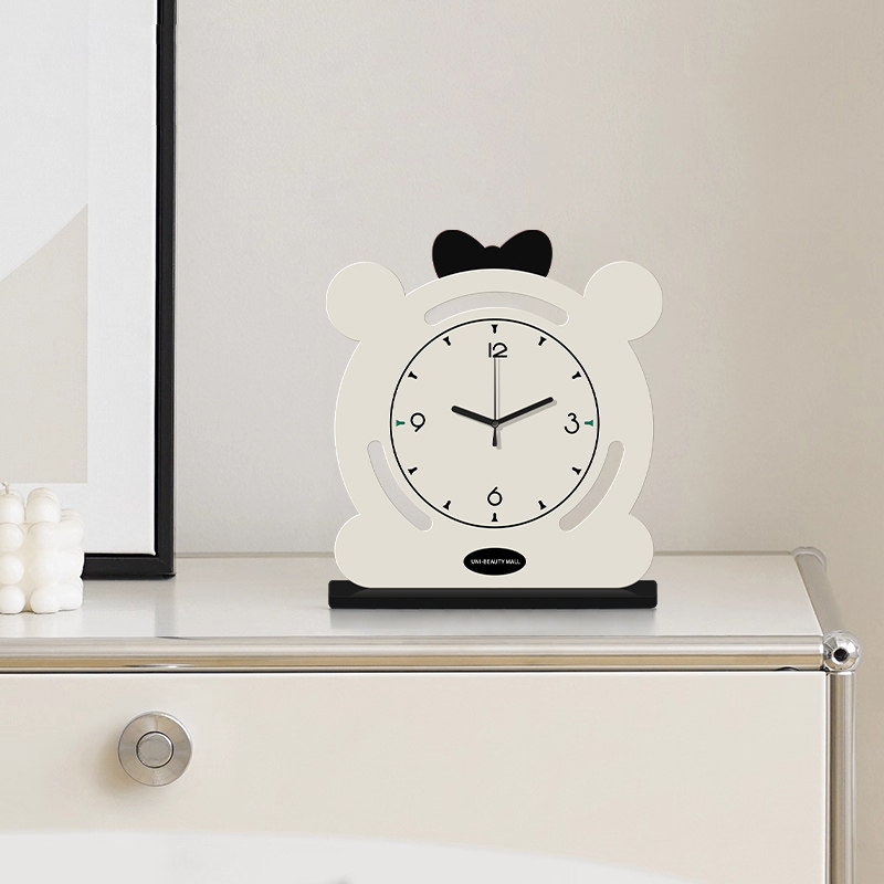 2026 New Cartoon Animal-Shaped Desk Clock, White Bear Clock, High-Value Student Desktop Clock, Table Clock