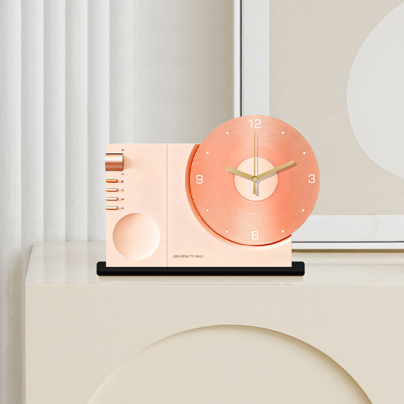 2026 New Retro Vinyl Record Desk Clock with Creative Design, High-End Decorative Ornament Clock