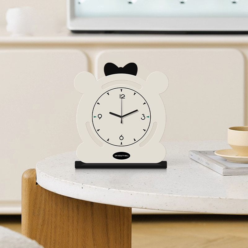 2026 New Cartoon Animal-Shaped Desk Clock, White Bear Clock, High-Value Student Desktop Clock, Table Clock