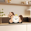 Cute Pony-Shaped Desk Clock Wooden Tabletop Clock Creative Ornament Decorative Pendulum Clock 2026 New Model Table Clock