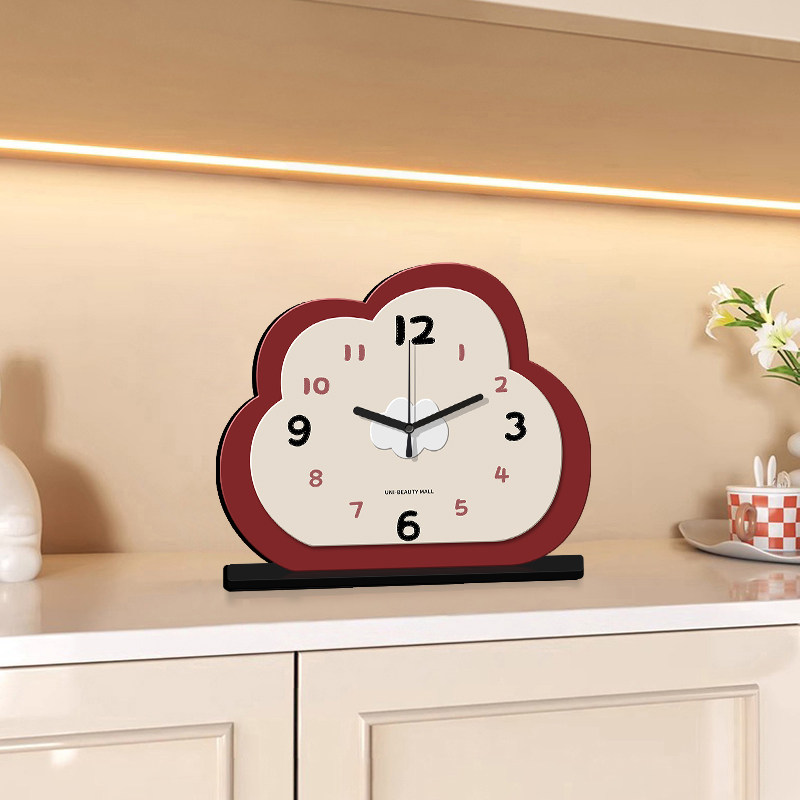 Modern Simple Cloud-Shaped Desk Clock Red Creative Clock Desktop Decoration Clock Ornaments New Fashion Desk Clock