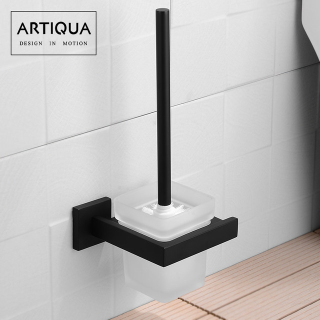 Artiqua Toilet Brush Holder 304 Stainless Steel Toilet Brush Rack Black Toilet Cup Holder Bathroom Accessory