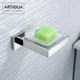 Artiqua304 Stainless Steel Soap Dish Glass Single Dish with Stand Soap Holder Bathroom Accessory Glossy