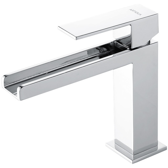 Artiqua All-Copper Waterfall Faucet Hot and Cold Basin Faucet Elevated Countertop Basin Bathroom Faucet