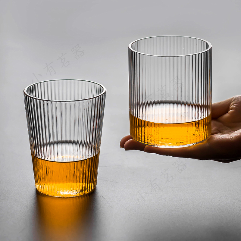 Vertical striped glass Household Nordic simple cup Striped cup Heat-resistant glass cup Teacup Transparent creative glass cup