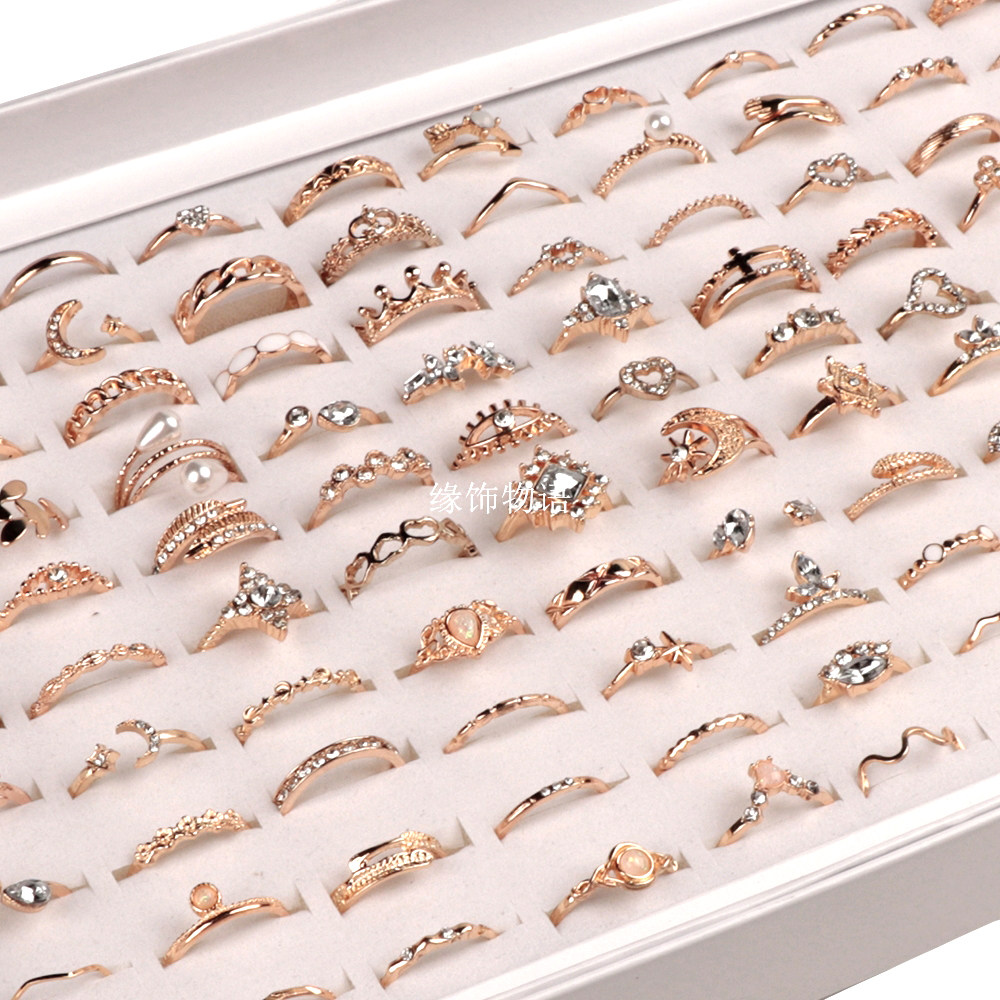 100 boxes of female rings student gold ins personalized fashion ring college style jewelry gift stationery store stall