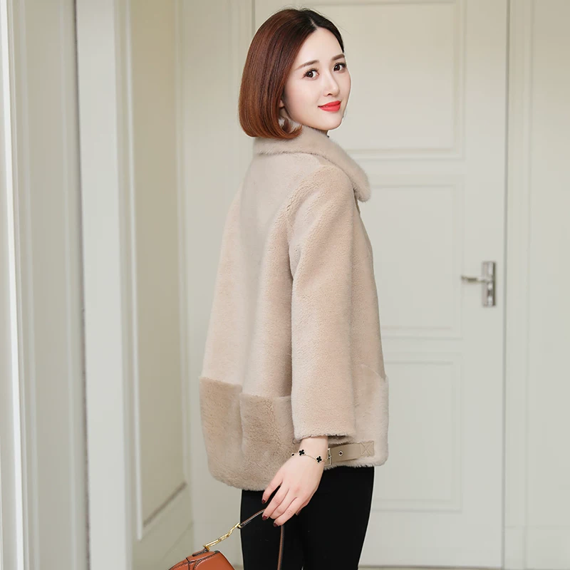 Заячья овечья ножницы coat женский короткий водяной норковая шерсть мех шерсть 2020 новая шерсть мех куртка D374