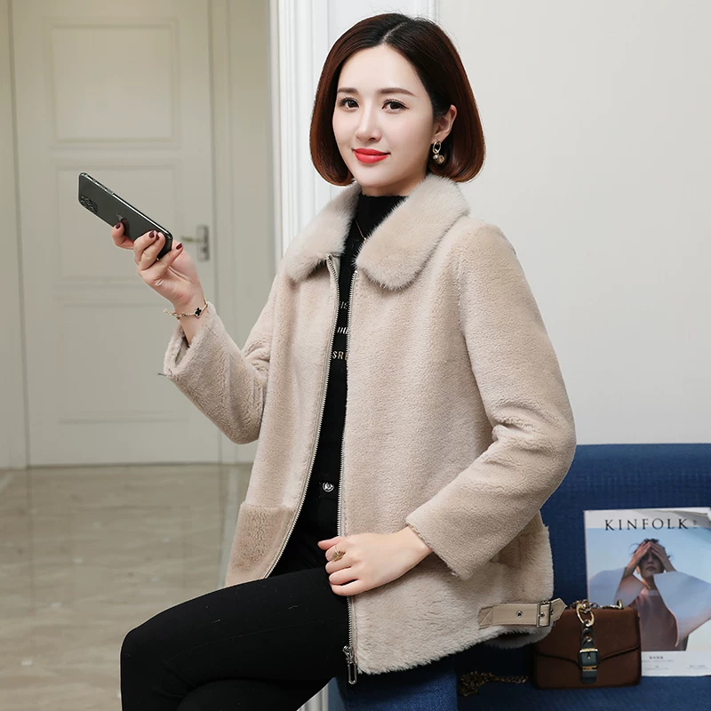 Заячья овечья ножницы coat женский короткий водяной норковая шерсть мех шерсть 2020 новая шерсть мех куртка D374