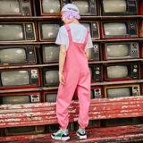 Осенний джинсовый комбинезон, розовые штаны для школьников, 2020, в корейском стиле, свободный крой