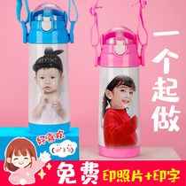  Childrens personalized thermos customized with straw diy printable photo trend 304 stainless steel portable water cup pot