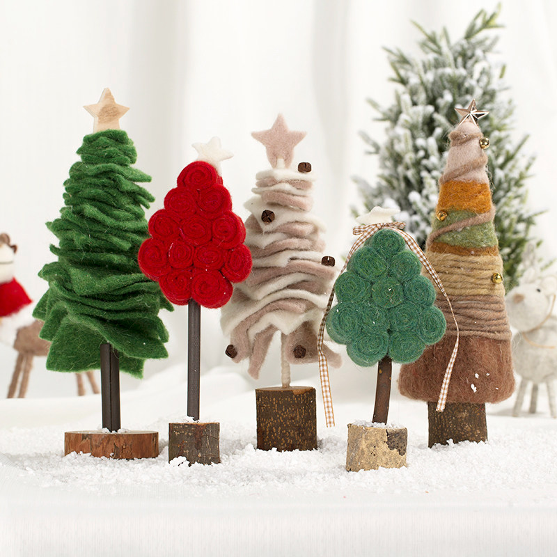 Wool Felt Mini Christmas Tree Creative Home Holiday Decorations Nordic Style Art Desktop Small Ornaments