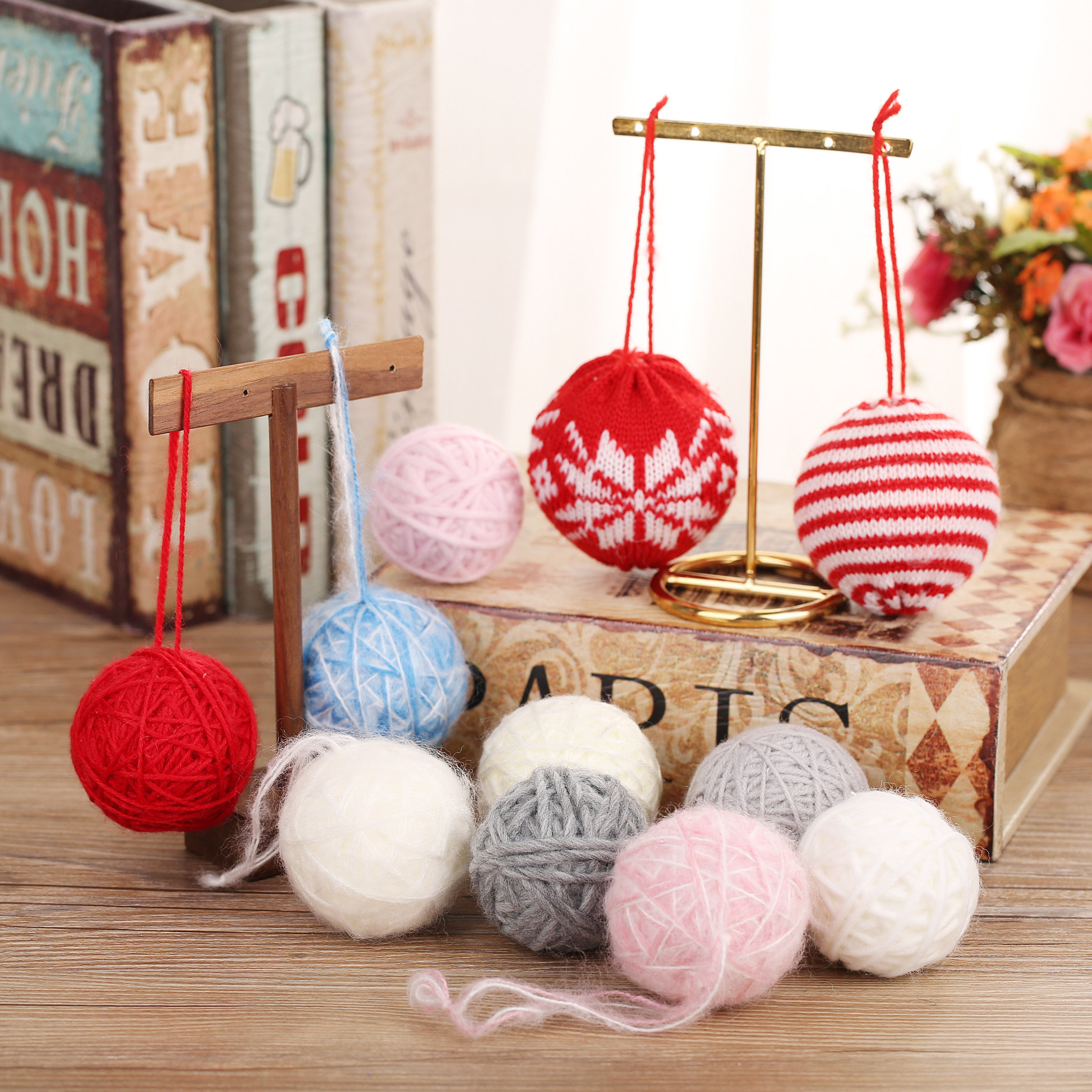 5cm Christmas tree decoration diy pink wool ball small pendant material hand-wound wool felt ball