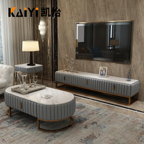 Light luxury style marble coffee table TV cabinet combination Nordic modern simple full solid wood Italian living room furniture set