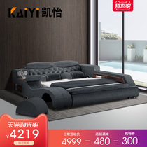 Fabric bed Master bedroom Nordic modern tatami 2 meters large bed stepping Italian light luxury bedroom double ins net celebrity bed