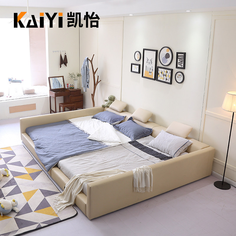 Parent-child big bed master bedroom super large 3 2 meters 2 4 step stitching family second child Nordic tatami technology cloth