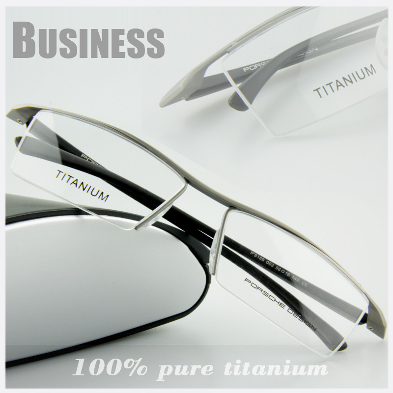 Imported Pure Titanium Eyeframe Male Half Frame Black Ultra Light Large Face Fashion Business tr90 Sports Money Nearsightedness Spectacle Frame