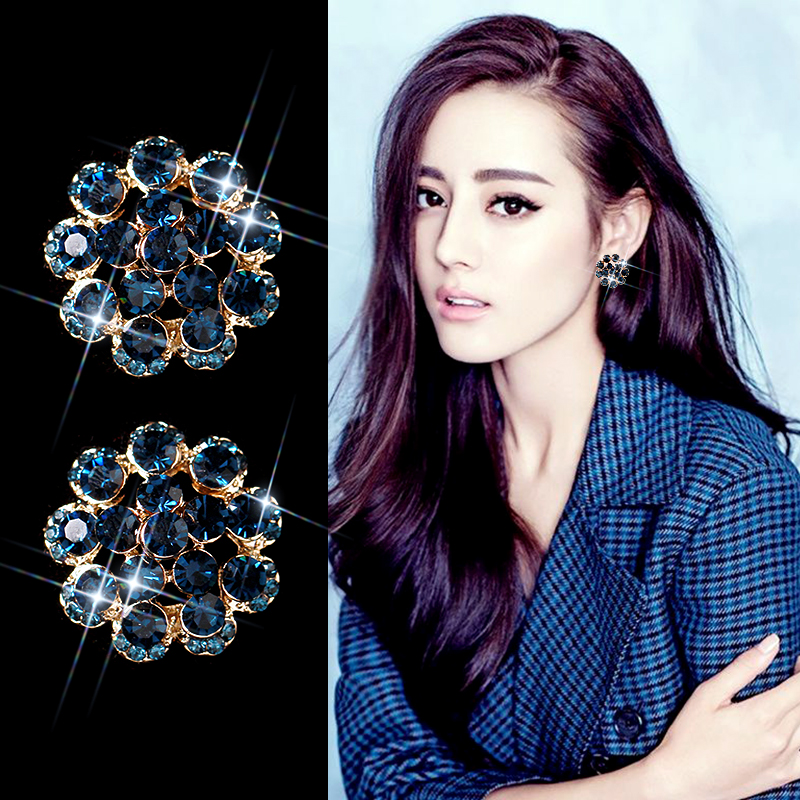 925 sterling silver earrings women Korean temperament simple and versatile personality exaggerated diamond stud earrings trendy ladies