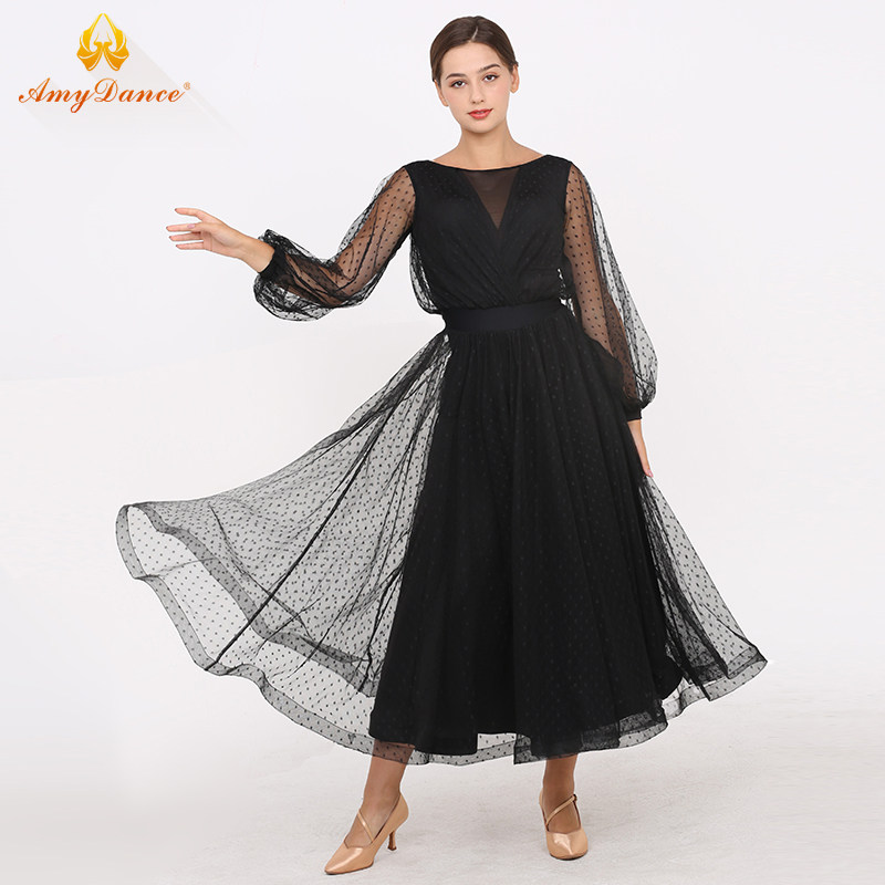 Ai Beauty Dance Dress Social Dance Dress Big Swing Dress Sexy Perspective Upscale Tango Dance Dress Morden Dance Practice Dresses