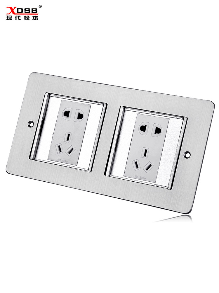 Modern Matsumoto duplex double door ground intercalation stainless steel concealed waterproof and dust-proof ground socket double five-hole power supply