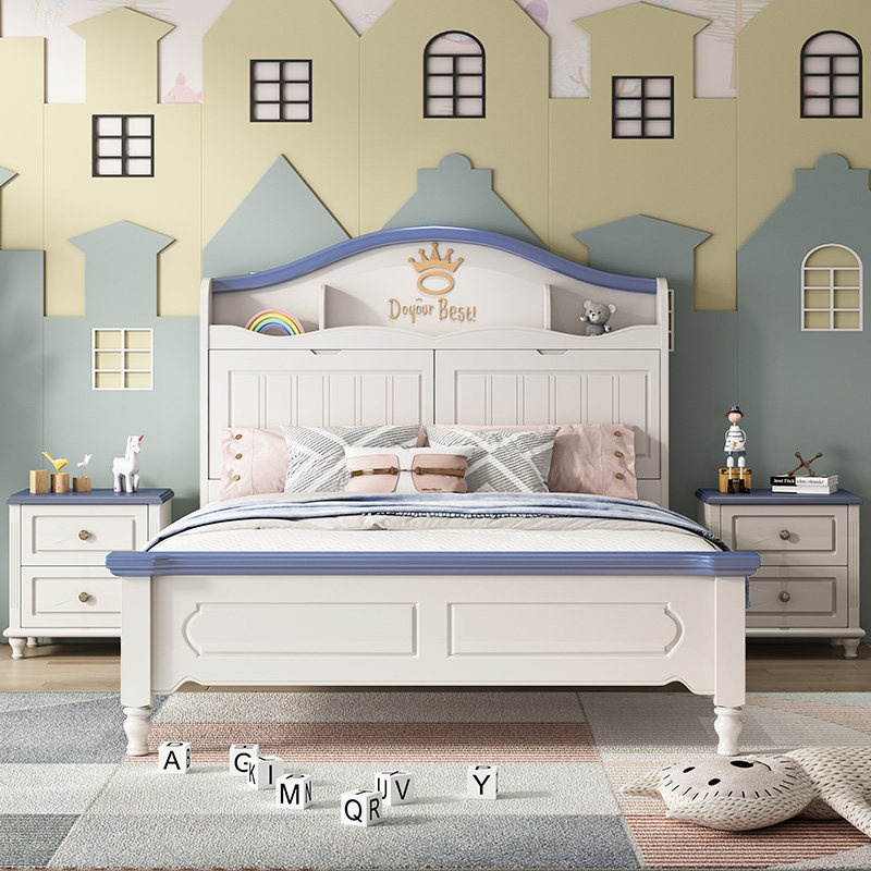 Multifunctional children's bed pink girl accommodating headboard 1 21 5 m adolescent children minimalist modern blue beds