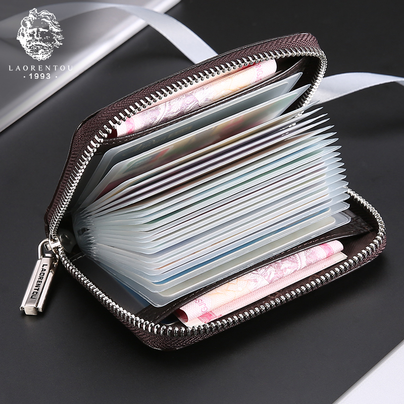 Old man's head card bag men's leather multi-function wallet simple large-capacity men's coin purse multi-card slot youth card bag