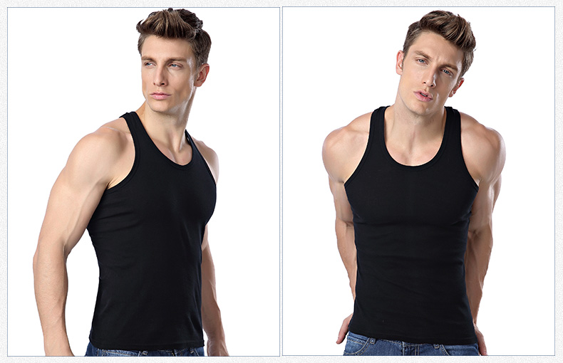 Langsha áo vest nam thanh niên cotton trắng vượt rào Kiểu quần bó sát không tay áo ba lỗ trắng
